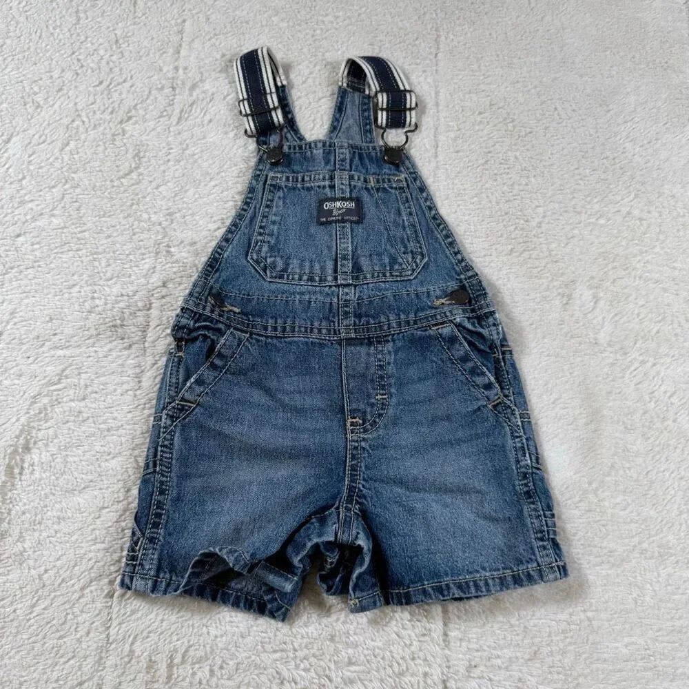 Vintage Oshkosh B'Kosh Vestbak Denim Toddler Overalls 12M USA Made Farmer Blue